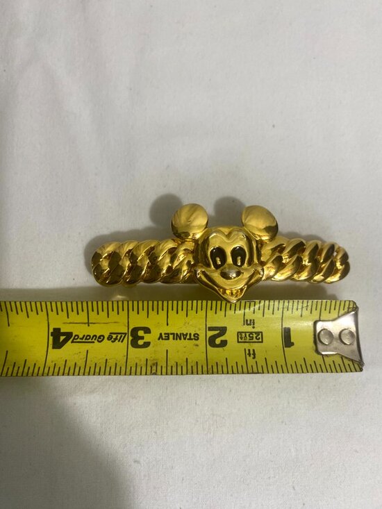 Vintage 1950s Mickey Mouse Barrette Gold Tone Made in France Disney Hair Clip 3” main image 6